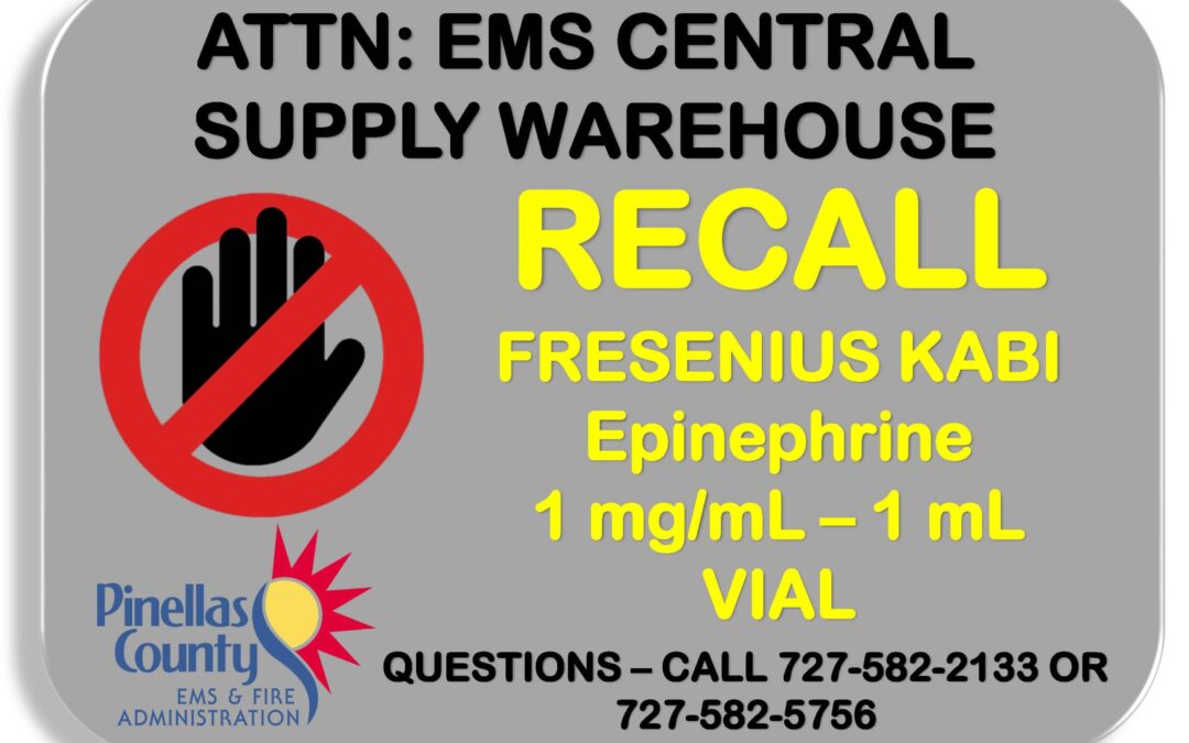Safety Alert – RECALL & REPLACEMENT – Epinephrine Injection 1 mg/1 mL (1 mg/mL) VIAL – ENTIRE SYSTEM INVENTORY